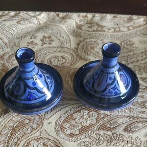 Blue Ceramic Tagine Set Of 2